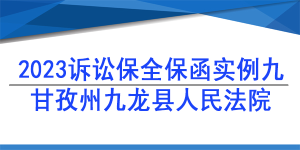 訴訟保全,財(cái)產(chǎn)保全,甘孜州九龍縣人民法院
